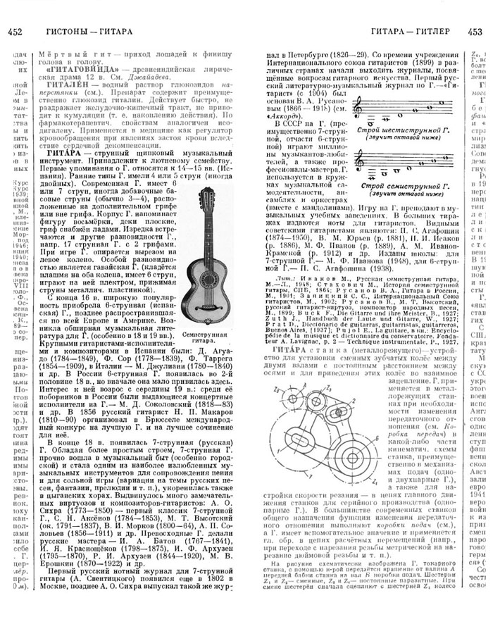 Статья "Гитара" в БСЭ, 2-е изд., 1952.