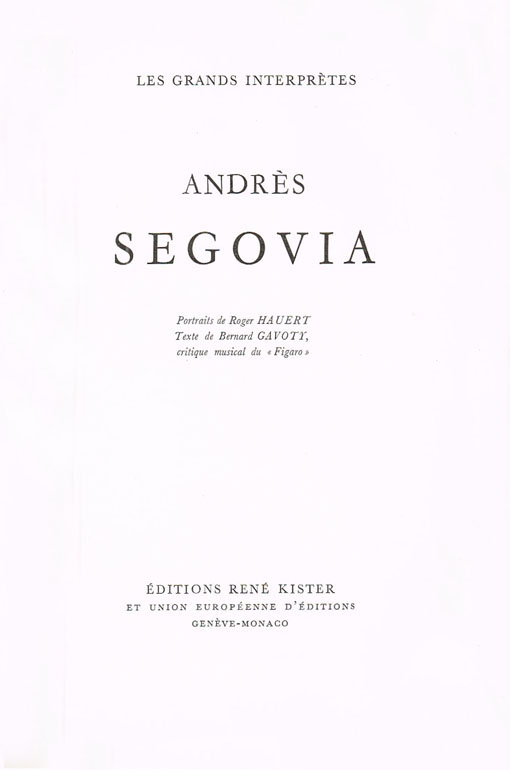 Титульная страница французского издания книги Б. Гавоти о Сеговии.