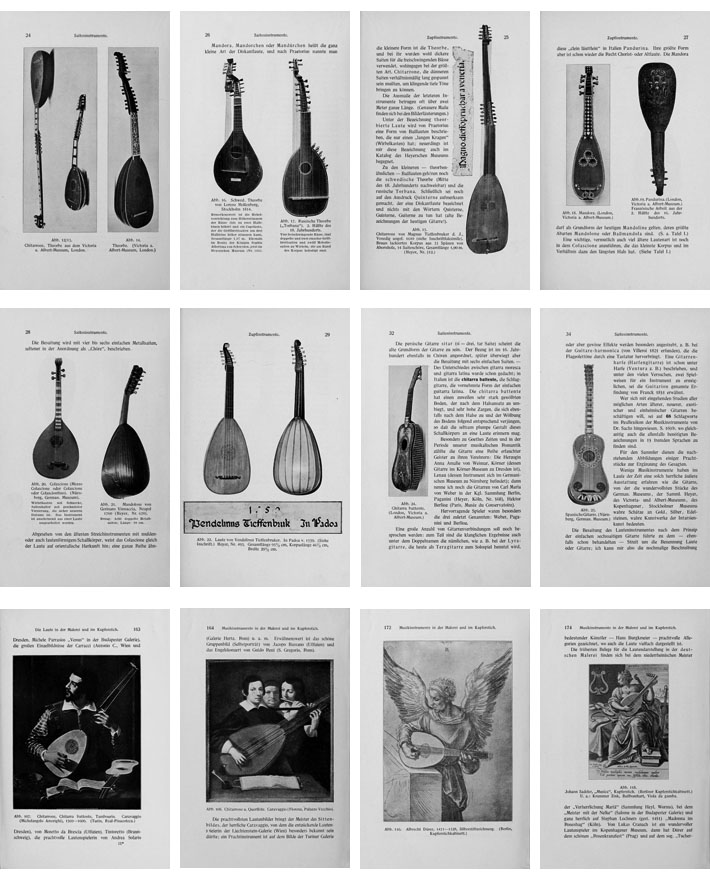 Внутренний вид страниц книги Г. Рута-Зоммера "Старинные музыкальные инструменты" (1916)